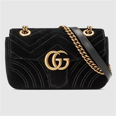 gucci black velvet marmont|Gucci Marmont mini bag black.